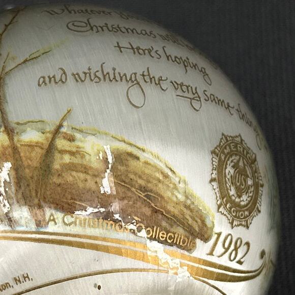 VTG Silk Christmas Ornament Baby deer Shepherd lamb Scenic American Legion 80s - Picture 9 of 16